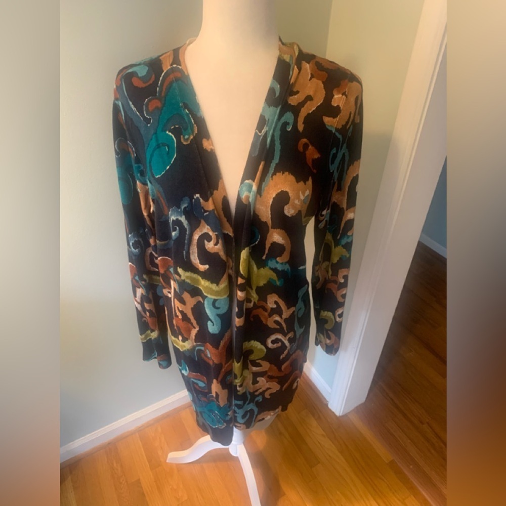 Chico's Abstract sweater cardigan, size L